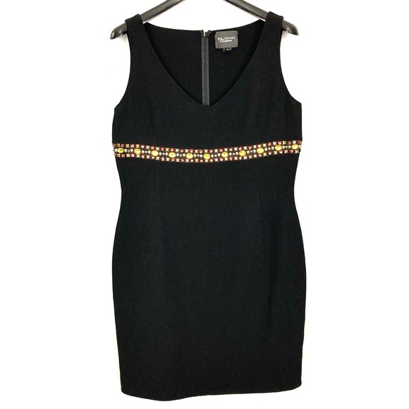 St. John Couture Beaded Sheath Dress Women’s Size 10 Wool Sleeveless Cocktail - Picture 1 of 8